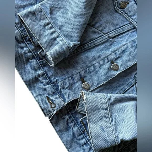 Vintage 90s Harley Davidson Denim Trucker Jacket, Women’s Small embroidered - Picture 8 of 12